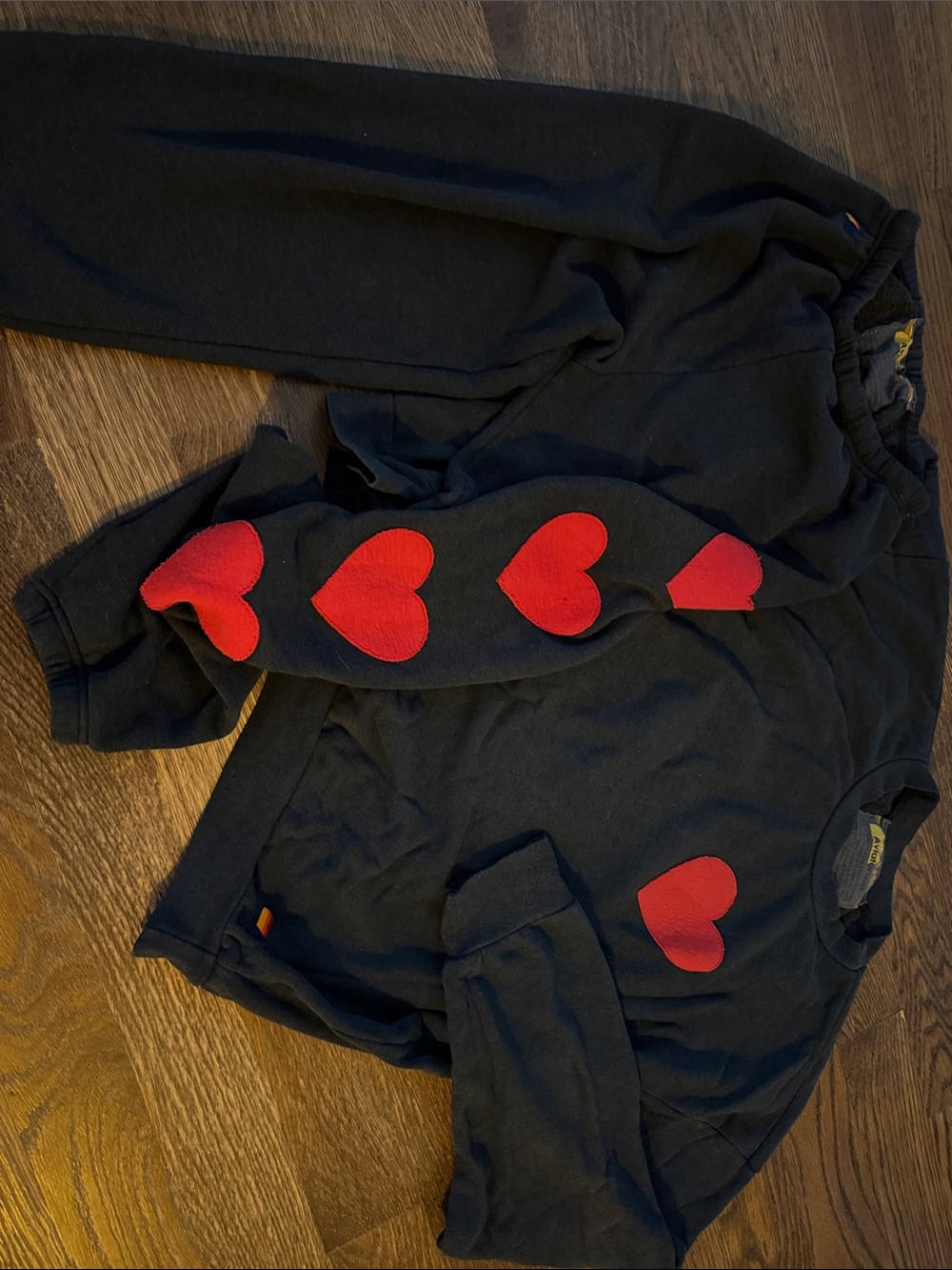 Aviator Nation Black Sweatshirt with Red Heart Patch